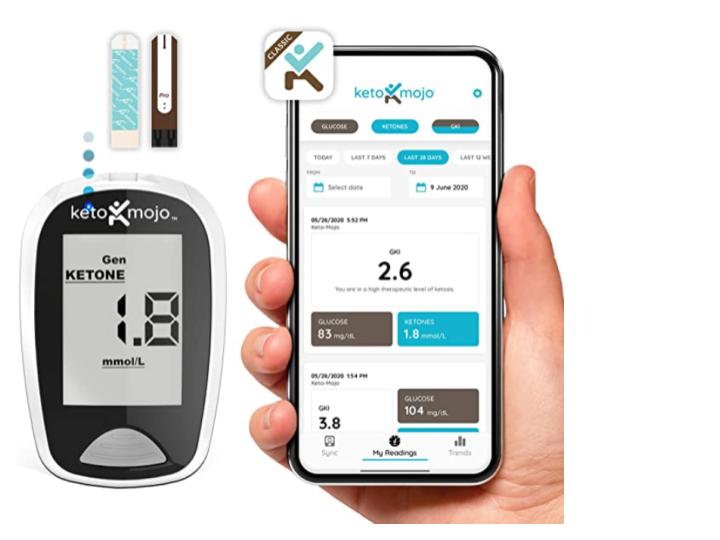 keto must haves from amazon KETO-MOJO Bluetooth Ketone & Glucose Blood Testing Kit